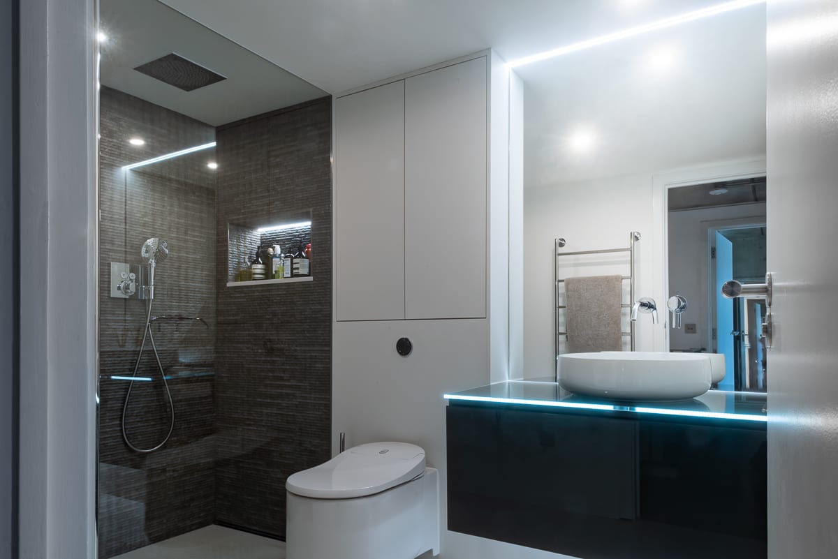 industrial style loft apartment bathroom